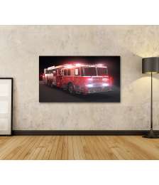 Bild auf Leinwand Lebhaftes Wandbild eines Feuerwehrautos mit Lichtern fürs Kinderzimmer