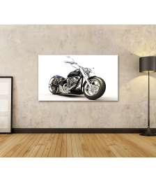 Bild auf Leinwand Chopper-Motorrad auf reinweißem Hintergrund als Wandbild