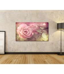 Bild auf Leinwand Abstraktes Wandbild mit pastellrosa Rosen und Wassertropfen