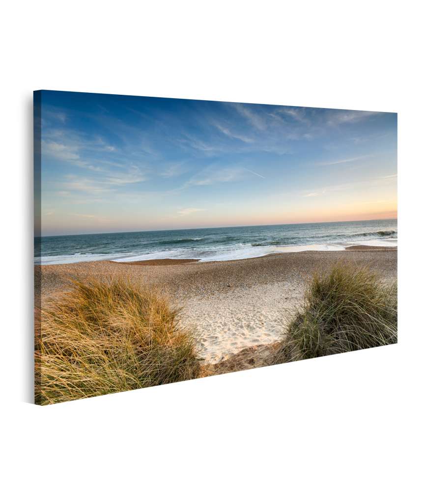 Islandburner Bild auf Leinwand Stimmungsvolles Wandbild 'Weg zum Meer' - Strand nahe Christchurch