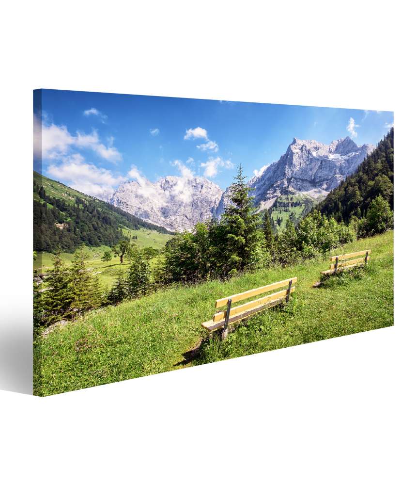 Islandburner Bild auf Leinwand Atemberaubendes Wandbild des Karwendelgebirges in den österreichischen Alpen