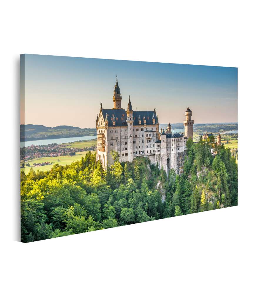 Islandburner Bild auf Leinwand Majestätisches Wandbild von Schloss Neuschwanstein, Bayern, Deutschland