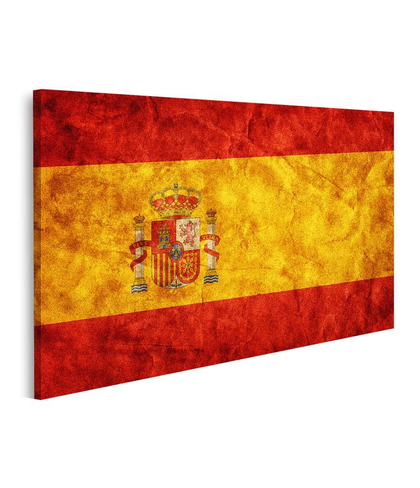 Islandburner Bild auf Leinwand Retro-Stil Wandbild der spanischen Flagge im Vintage-Look