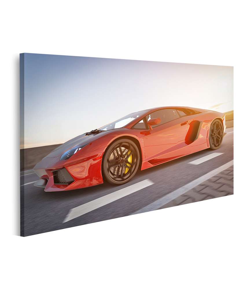 Islandburner Bild auf Leinwand Rot-metallic Ferrari Sportwagen Wandbild