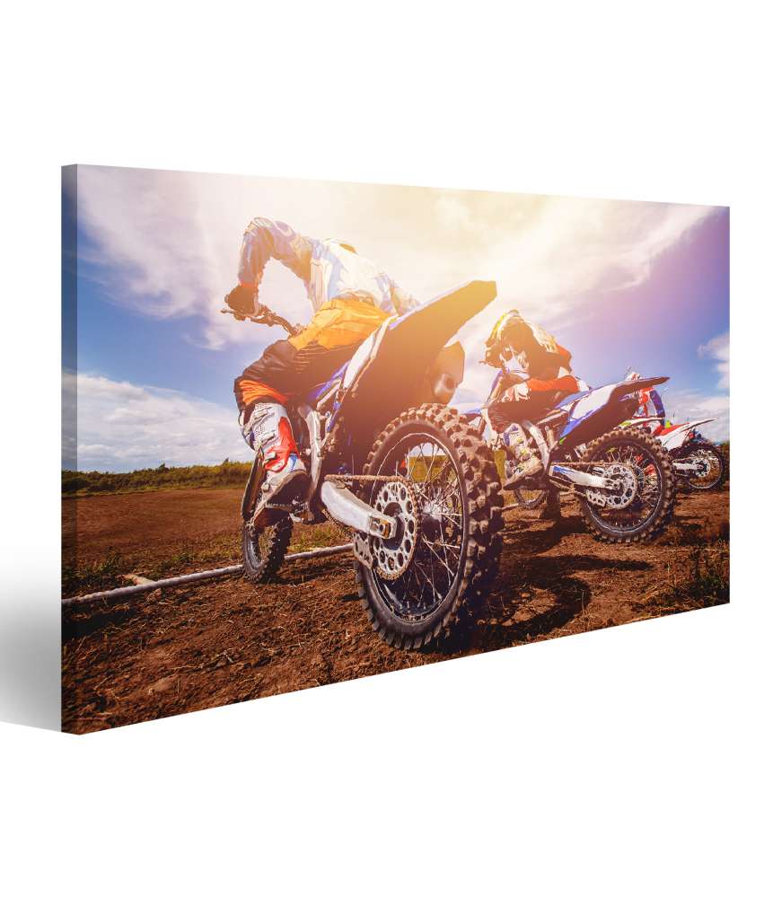 Islandburner Bild auf Leinwand Motocross-Team Wandbild für Jungenzimmer, ideal für Dirt-Bike-Hobbyisten