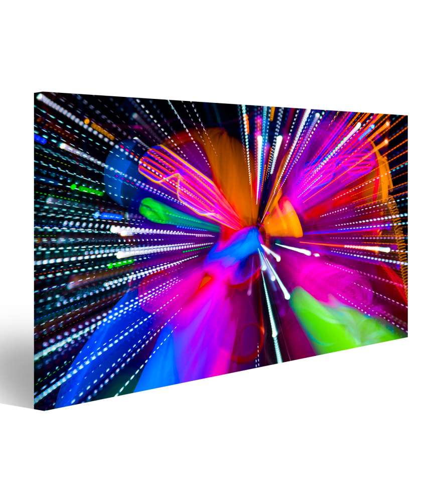 Islandburner Bild auf Leinwand Leuchtender Cyber-Raver in fluoreszierender Kleidung unter UV-Schwarzlicht