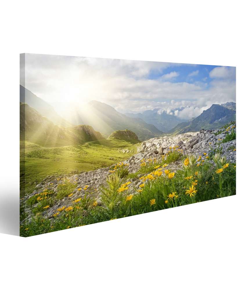 Islandburner Bild auf Leinwand Wandbild einer malerischen Gebirgslandschaft in Vorarlberg, Österreich