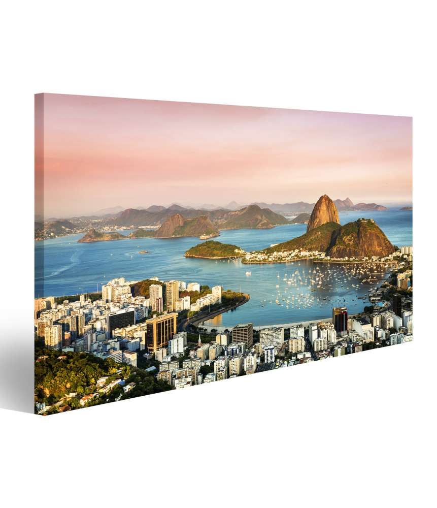 Islandburner Bild auf Leinwand Sonnenuntergang über der Botafogo-Bucht in Rio de Janeiro, Brasilien