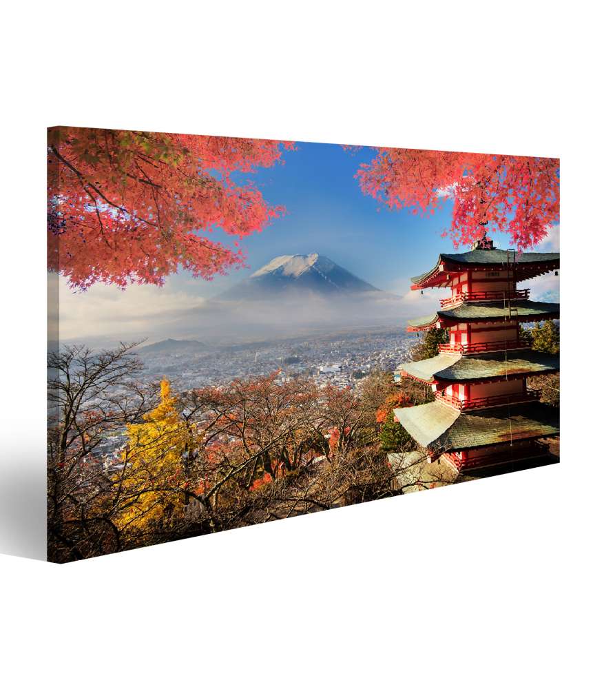 Islandburner Bild auf Leinwand Berg Fuji umgeben von bunten Herbstlaubbäumen in Japan