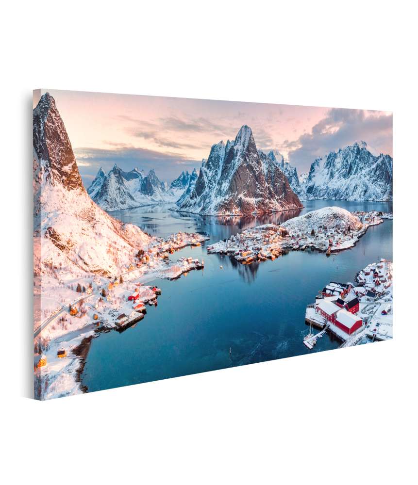 Islandburner Bild auf Leinwand Winterliches Fischerdorf in den Lofoten, Norwegen