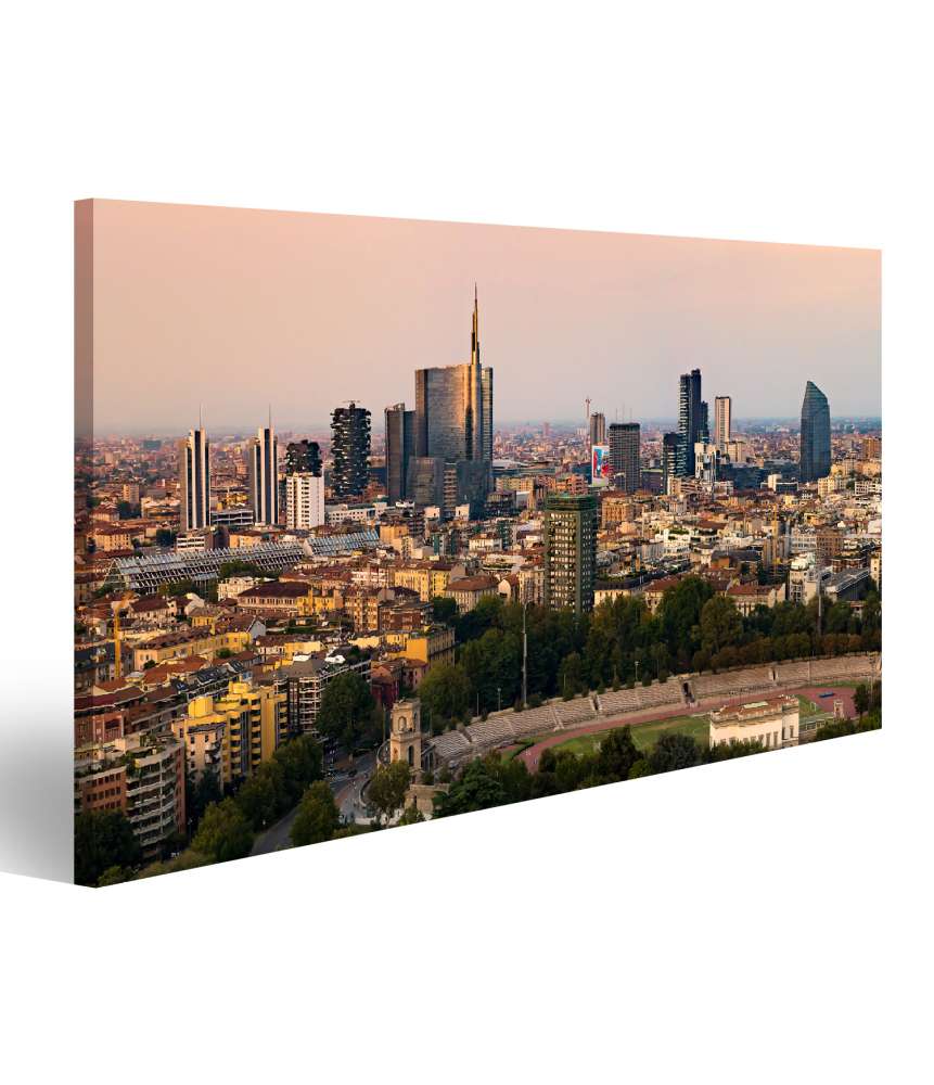 Islandburner Bild auf Leinwand Mailänder Skyline, Italien Wandbild