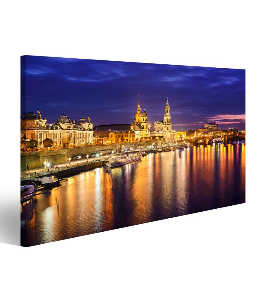 Islandburner Bild auf Leinwand Skyline der Innenstadt von Dresden, Deutschland als Wandbild