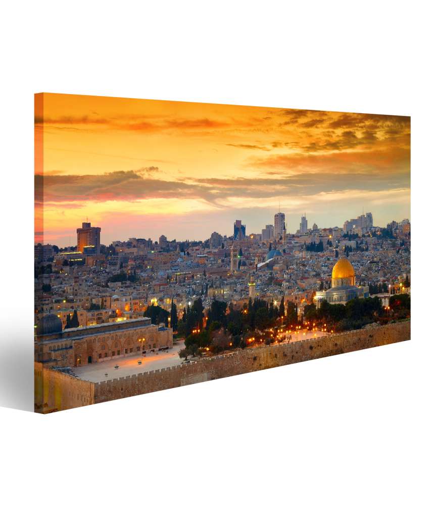 Islandburner Bild auf Leinwand Panoramisches Wandbild der historischen Altstadt Jerusalems, Israel