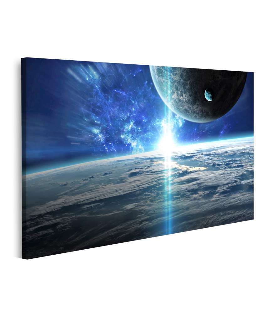 Islandburner Bild auf Leinwand Weltraumbild mit Universum, Planeten, Sternen und Galaxien