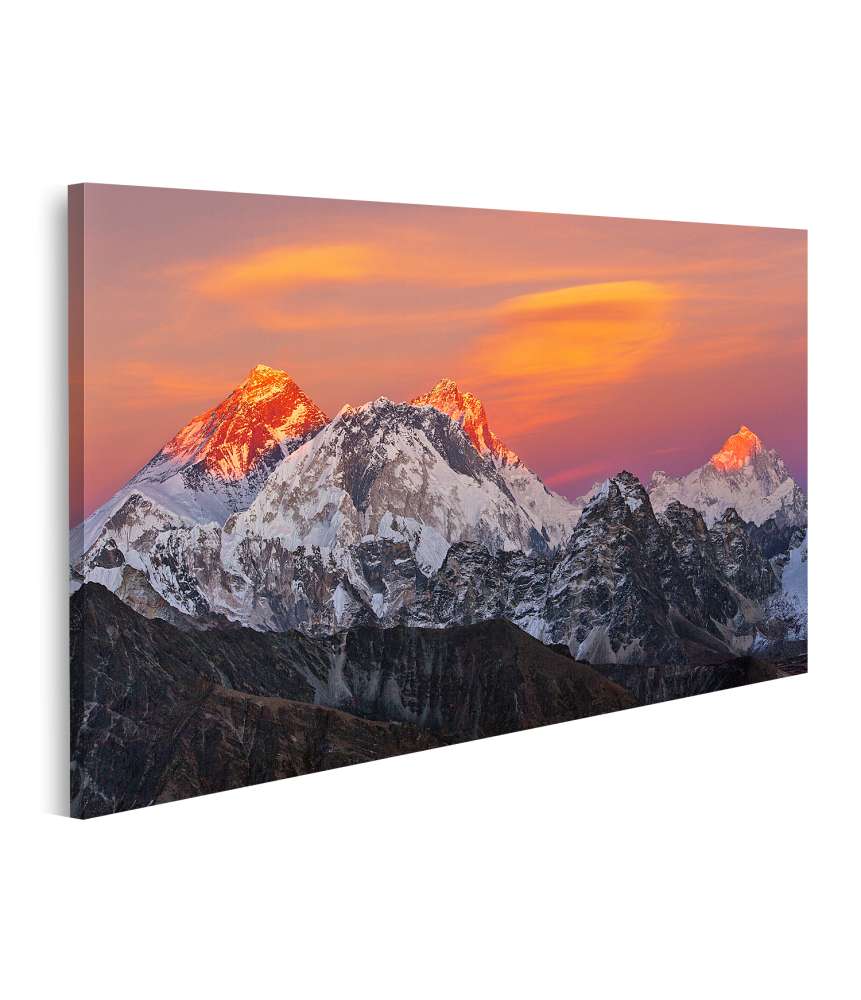 Islandburner Bild auf Leinwand Blick auf den Sonnenuntergang am Mount Everest, Lhotse, Makalu vom Renjo Pass