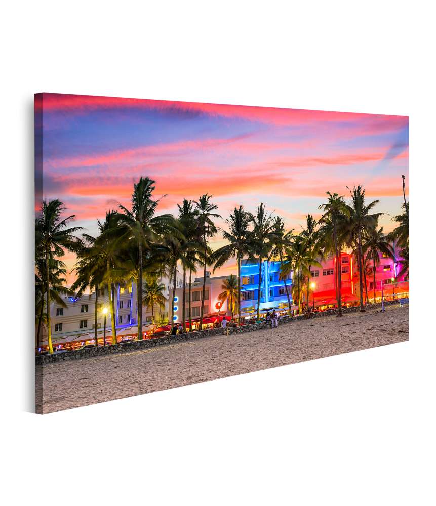 Islandburner Bild auf Leinwand Buntes Wandbild von Miami Beach, Florida