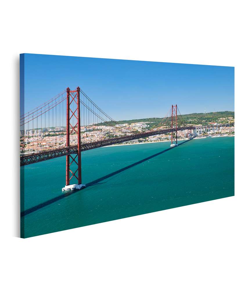 Islandburner Bild auf Leinwand Wandbild der 25 April Brücke über den Tejo Fluss in Lissabon, Portugal