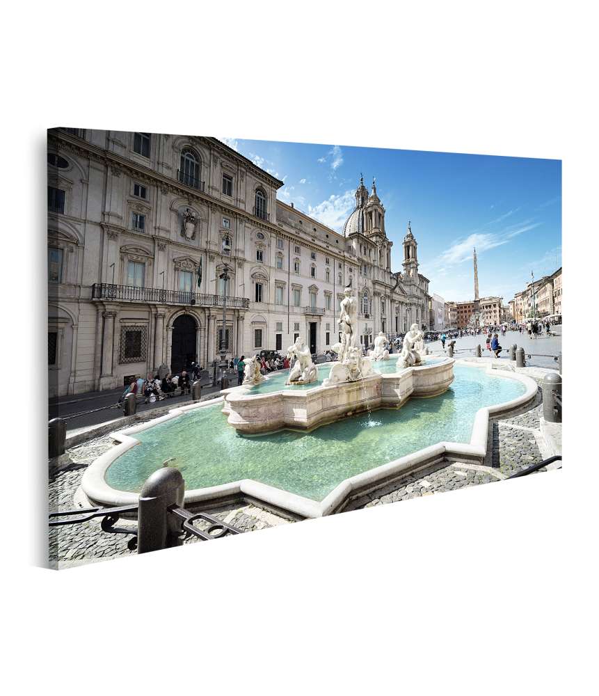 Islandburner Bild auf Leinwand Atmosphärisches Wandbild der belebten Piazza Navona in Rom, Italien