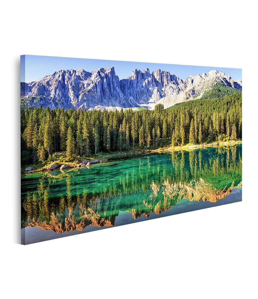 Islandburner Bild auf Leinwand Atemberaubendes Wandbild der Karerlake in den Dolomiten, Italien