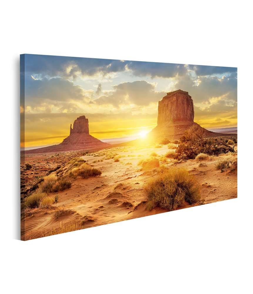 Islandburner Bild auf Leinwand Schwestern beobachten Sonnenuntergang im Monument Valley, USA