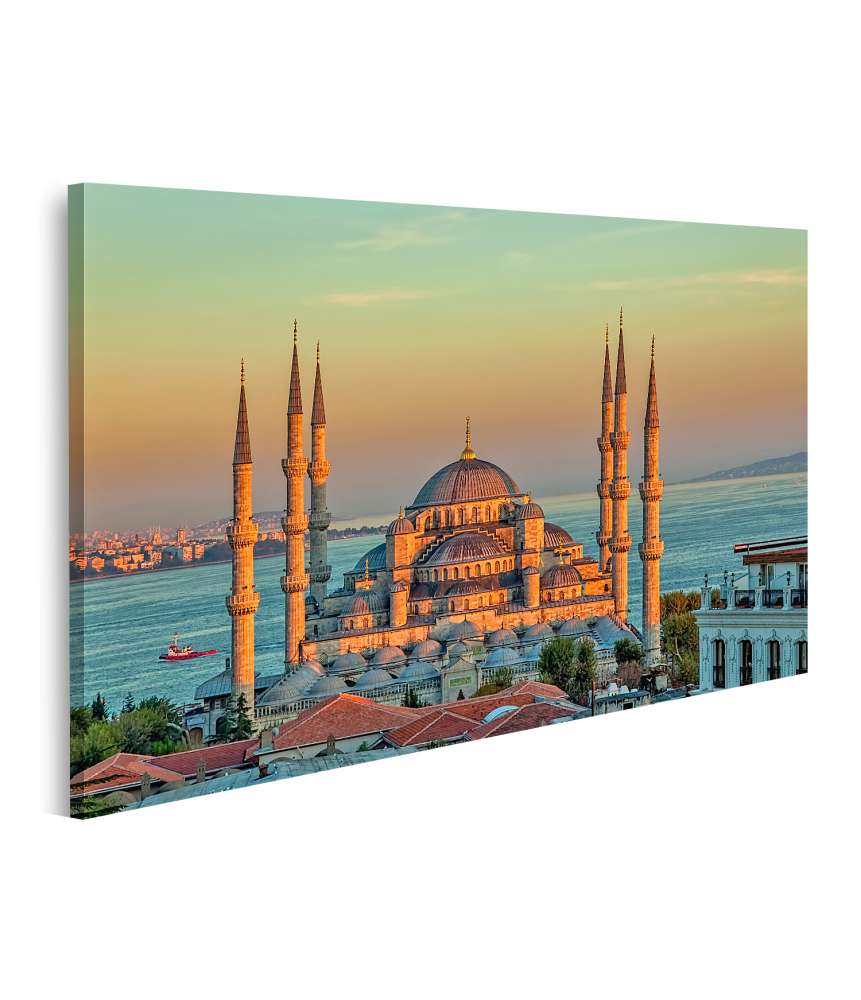 Islandburner Bild auf Leinwand Sonnenuntergang an der Blauen Moschee im glorreichen Sultanahmet Park, Istanbul