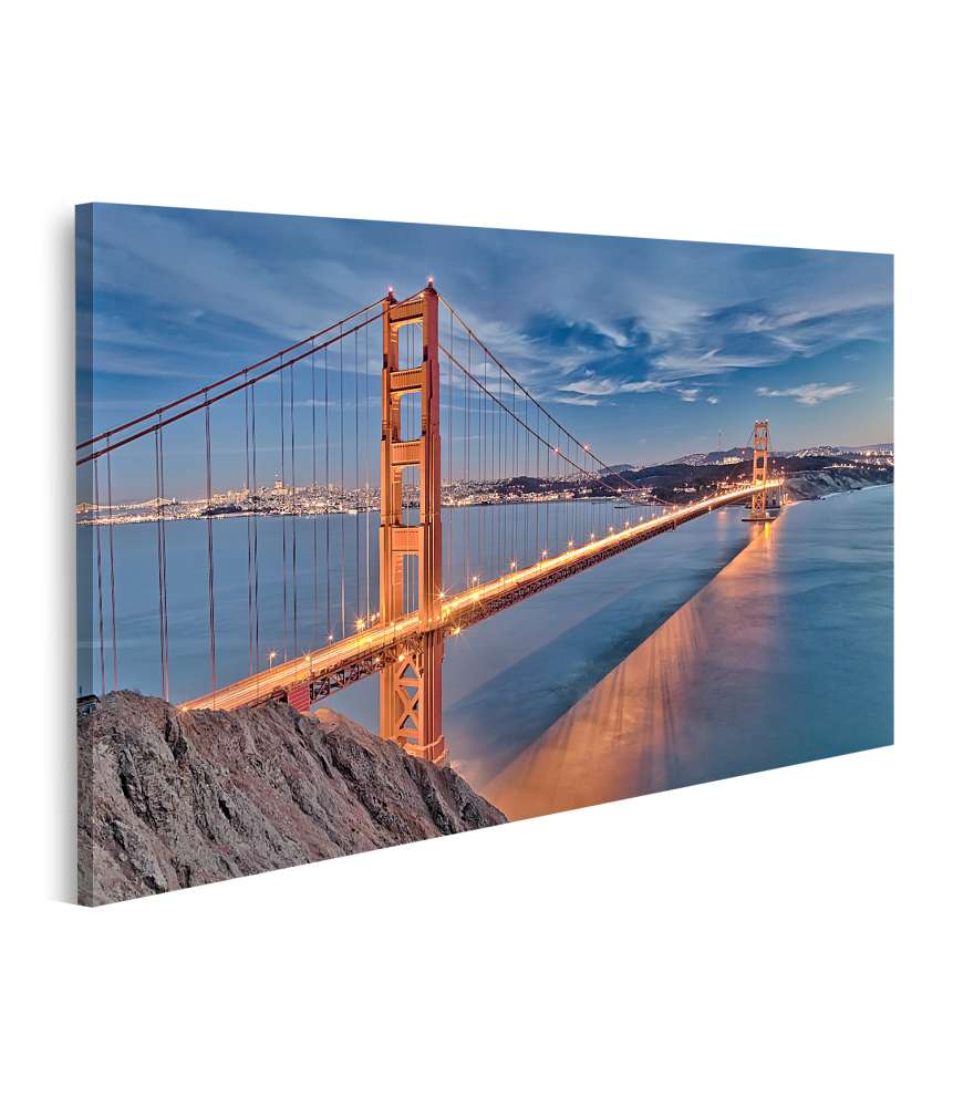 Islandburner Bild auf Leinwand Golden Gate Bridge mit San Francisco Stadtansicht als Wandbild