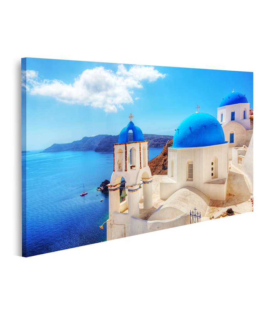 Islandburner Bild auf Leinwand Traditionelles Wandbild von Oia, Santorini, Griechenland, am Ãgäischen Meer