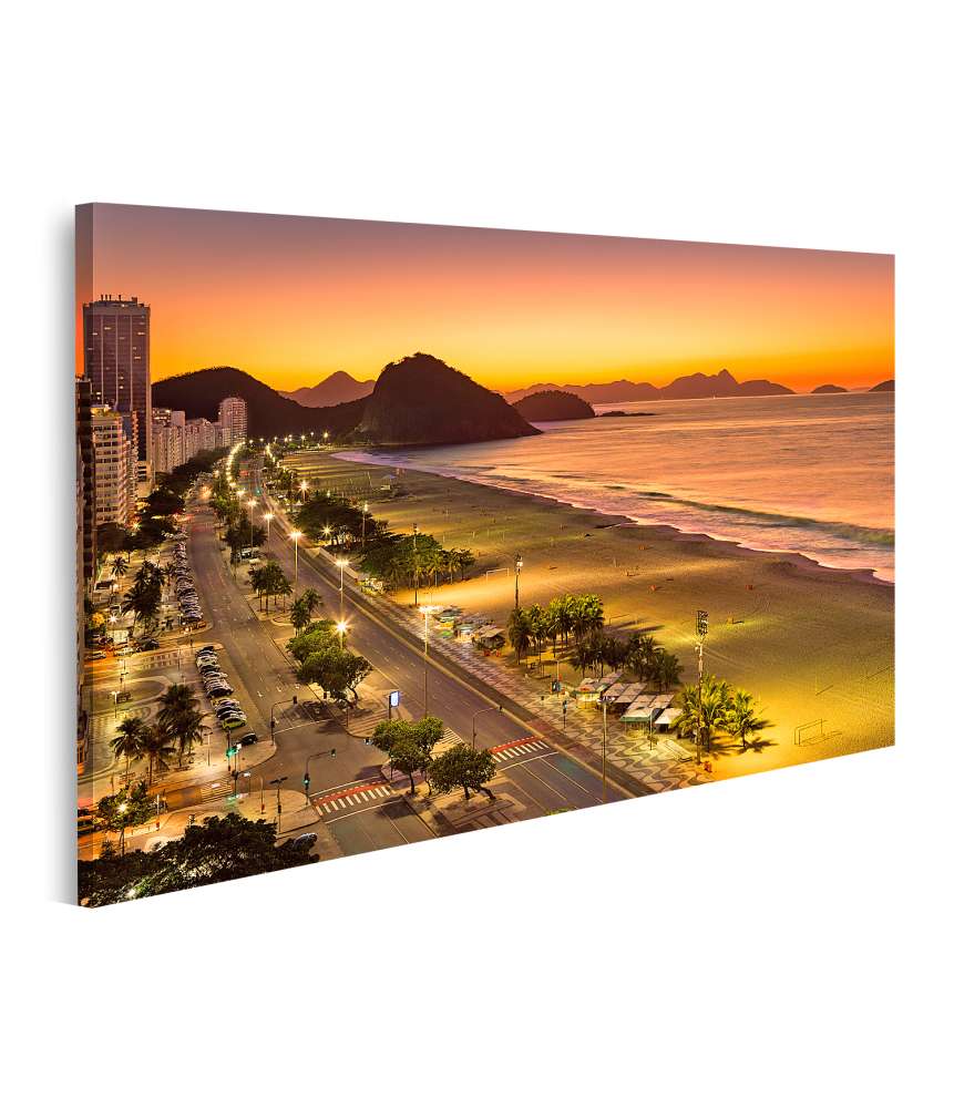 Islandburner Bild auf Leinwand Morgenrot an Copacabana Strand in Rio De Janeiro, Brasilien