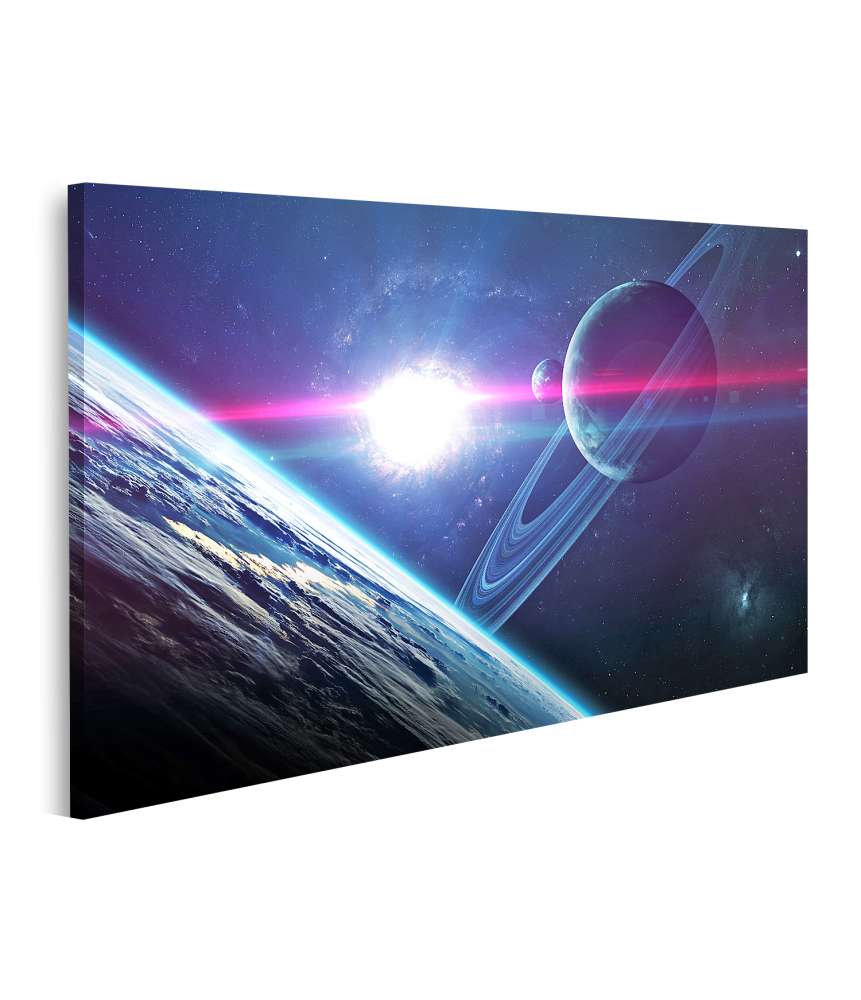 Islandburner Bild auf Leinwand Abstraktes Wandbild mit wissenschaftlichen Elementen: Planeten, Nebel und Sterne