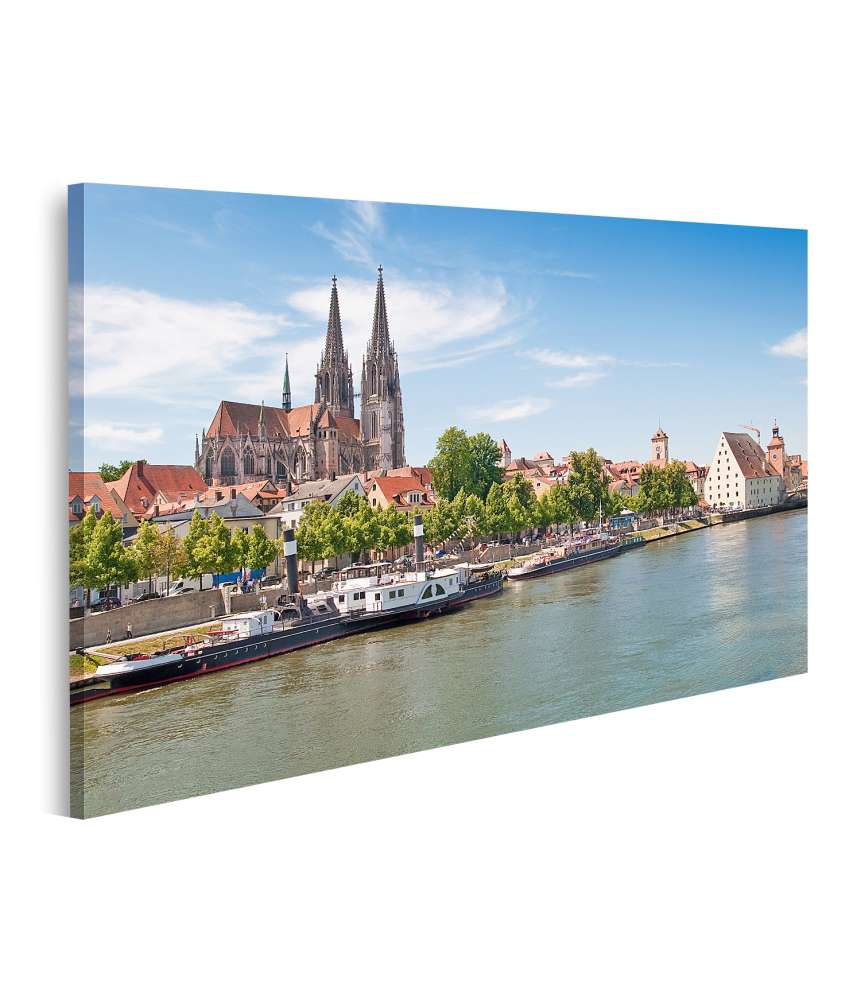 Islandburner Bild auf Leinwand Wandbild des Doms von Regensburg an der Donau, Deutschland