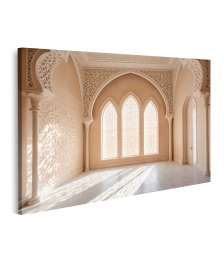 Bild auf Leinwand Schöner, islamischer Moschee-Innenraum mit verziertem Torbogen als Wandbild