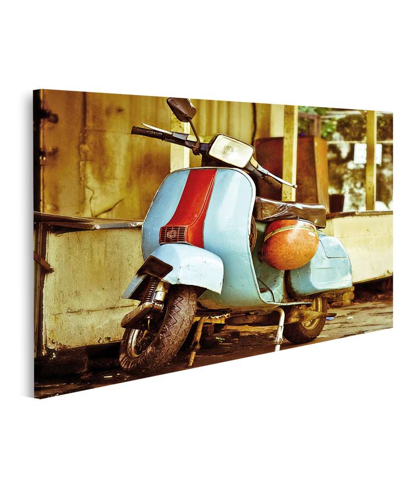 Islandburner Bild auf Leinwand Retro-Stil Vespa Wandbild mit Gulf Design