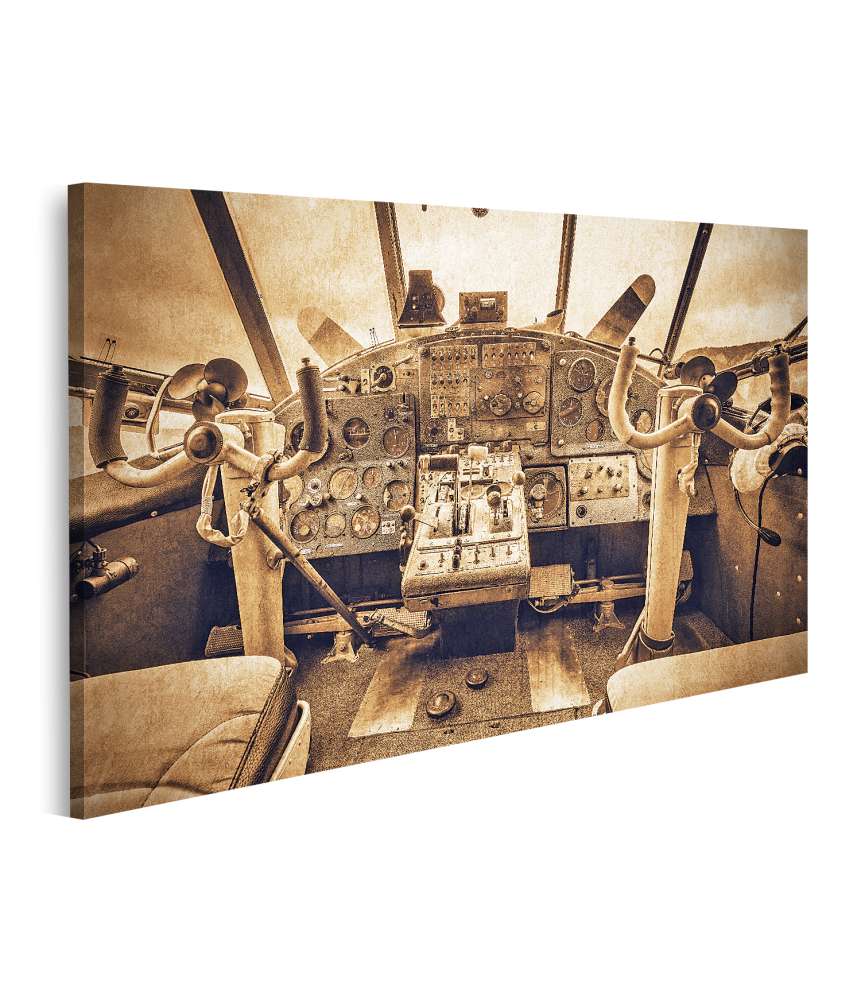 Islandburner Bild auf Leinwand Retro-Cockpitansicht eines Vintage-Flugzeugs im altmodischen Stil