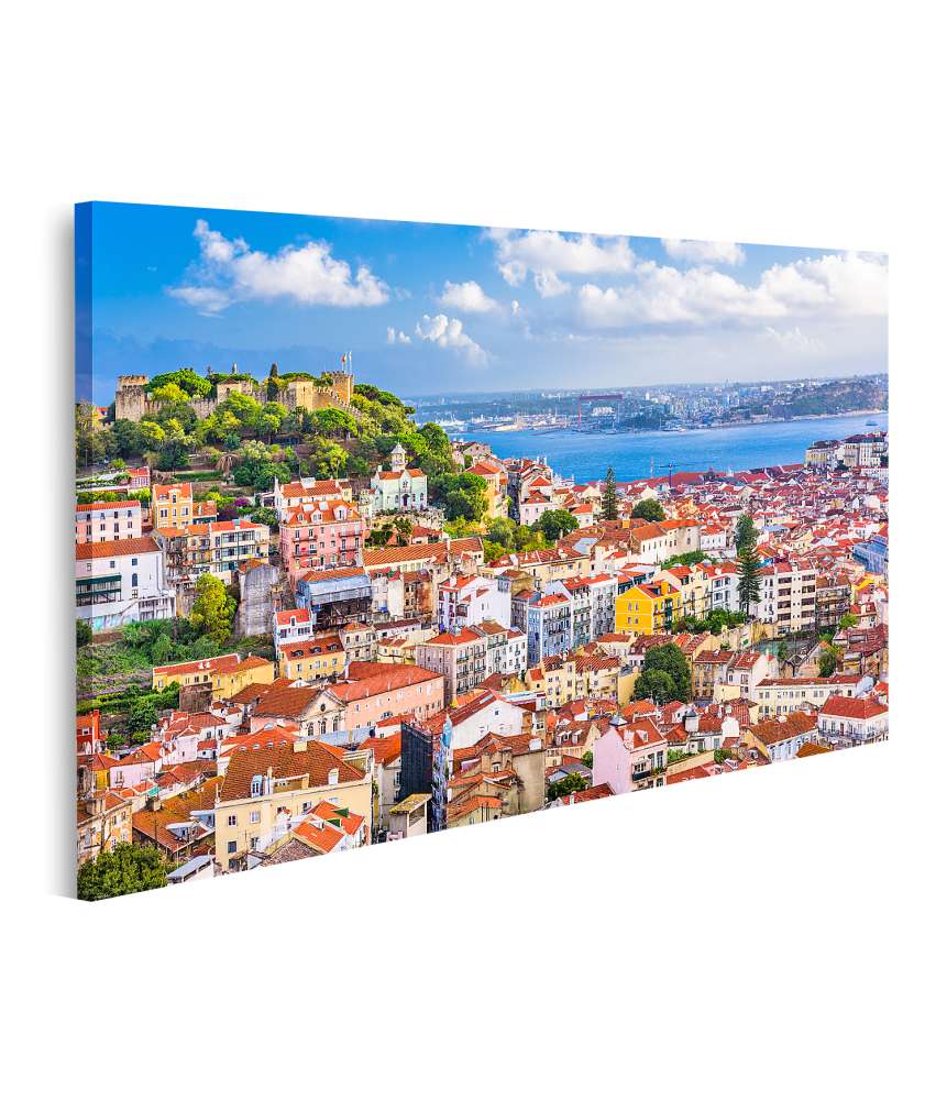 Islandburner Bild auf Leinwand Skyline von Lissabon, Portugal mit dem Sao Jorge Castle