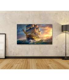 Bild auf Leinwand Historisches Segelschiff auf stürmischer See als Wandbild dargestellt