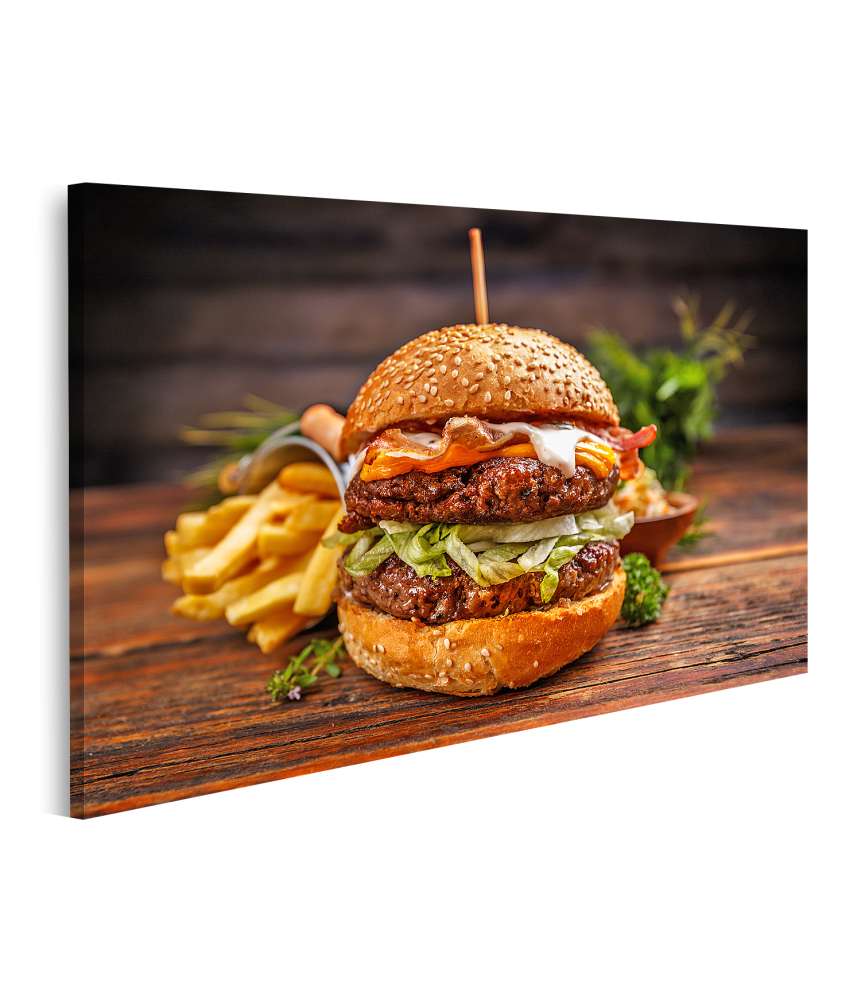 Islandburner Bild auf Leinwand Appetitanregendes Wandbild eines Burger-Restaurants mit Imbiss-Flair