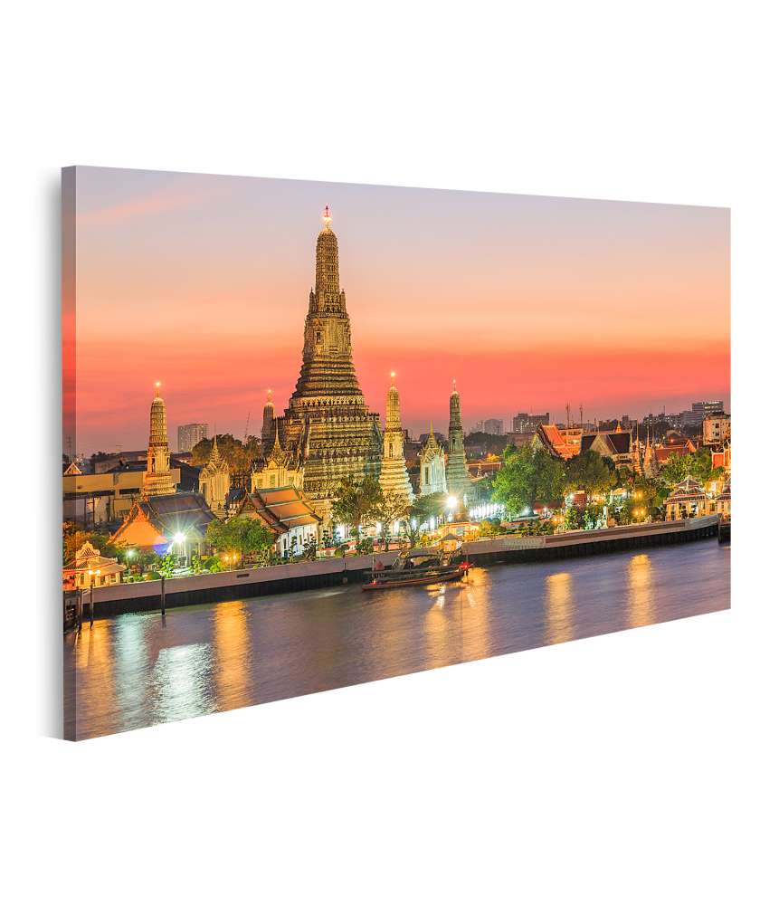 Islandburner Bild auf Leinwand Sonnenuntergang am Wat Arun Tempel in Bangkok, Thailand