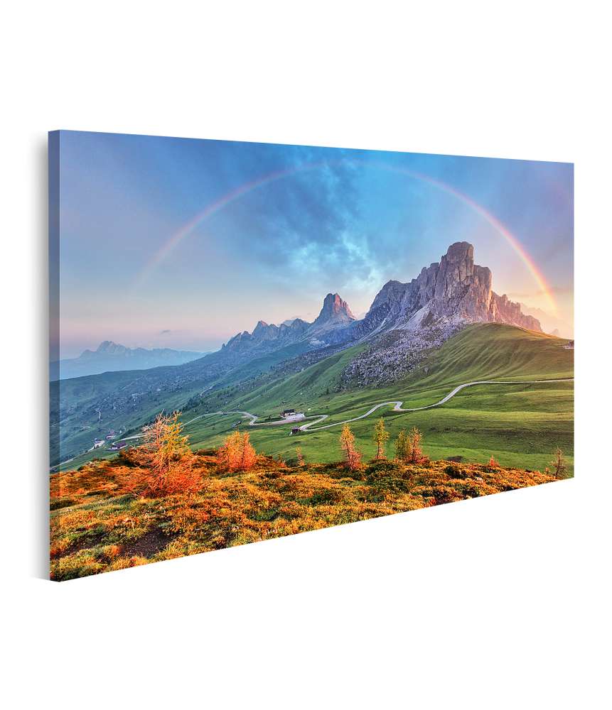 Islandburner Bild auf Leinwand Bunte Alpenlandschaft mit Regenbogen auf Wandbild