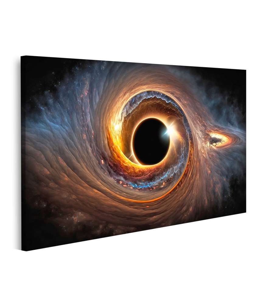 Islandburner Bild auf Leinwand Galaxie mit schwarzem Loch und Wurmloch im Weltraum auf Wandbild