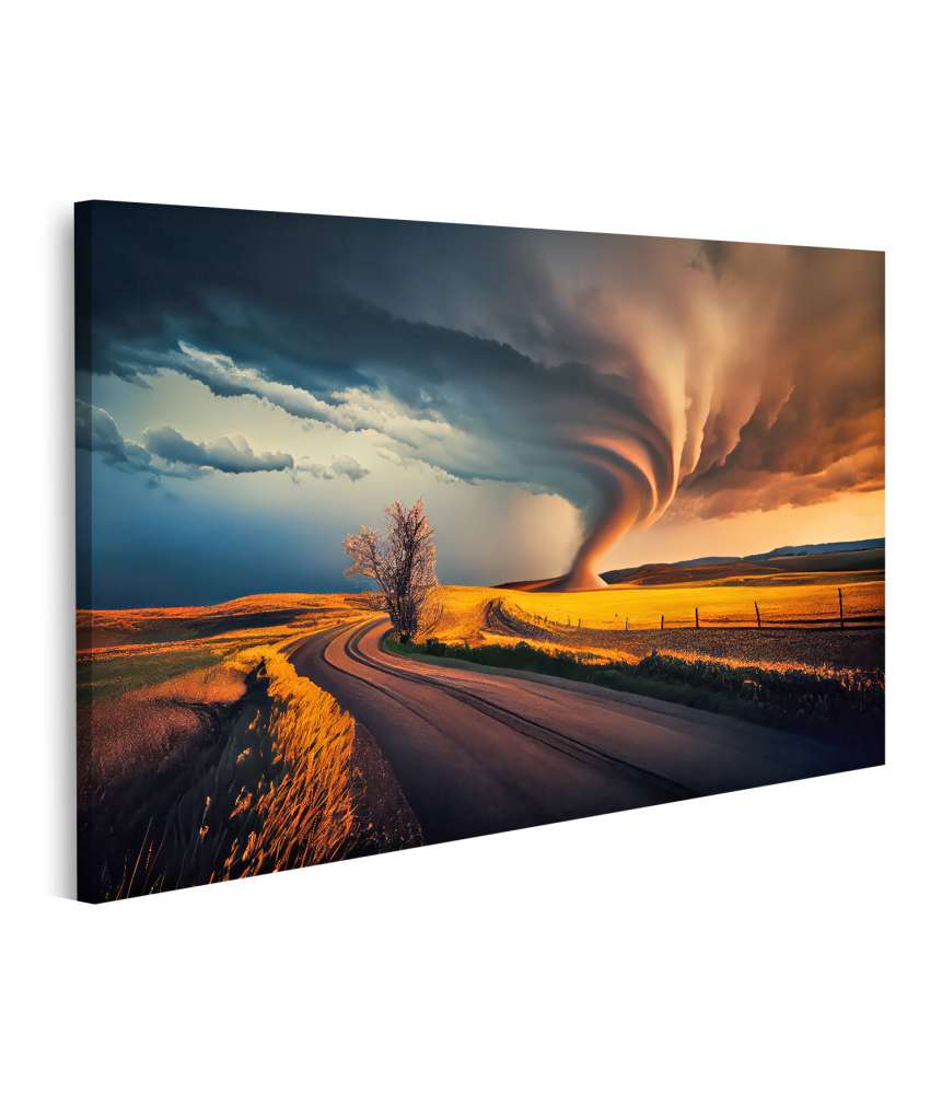 Islandburner Bild auf Leinwand Dramatische Darstellung eines Tornados in einer stürmischen Landschaft