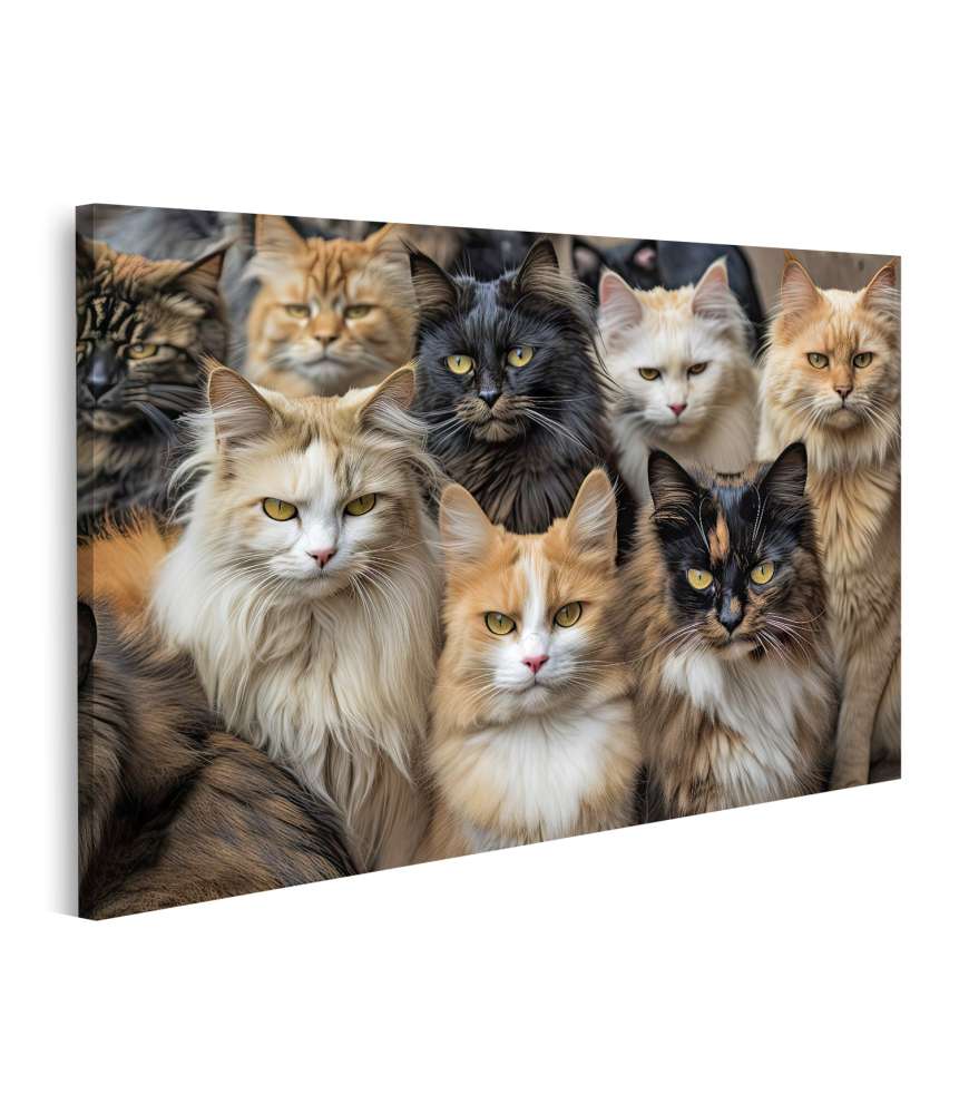 Islandburner Bild auf Leinwand Vielfältiges Wandbild mit mehreren Rassen, darunter Maine Coon Katzen