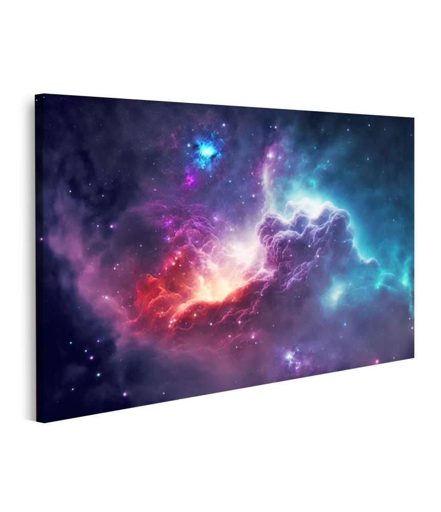 Islandburner Bild auf Leinwand Magisches Wandbild eines nebelhaften, endlosen Universums mit Galaxien