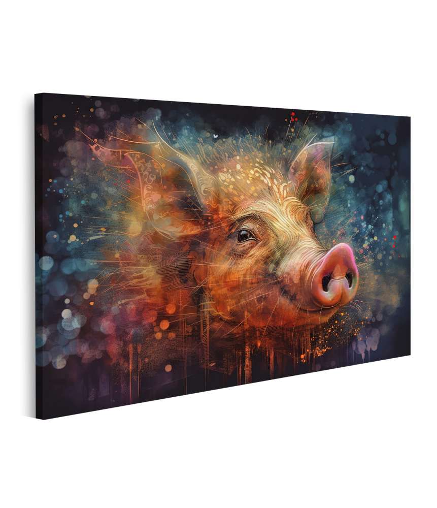 Islandburner Bild auf Leinwand Buntes Wandbild eines Schweins mit dunklen Mustern