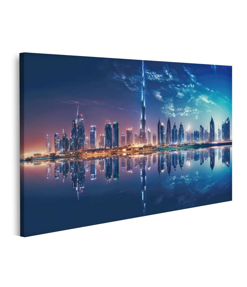 Islandburner Bild auf Leinwand Nächtliche Skyline von Dubai in beeindruckender Reisefotografie