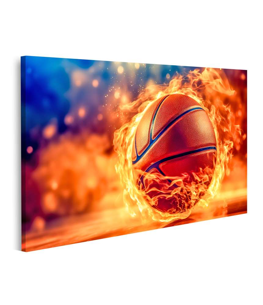 Islandburner Bild auf Leinwand Feuriges Basketball Wandbild, symbolisiert Energie und Kraft