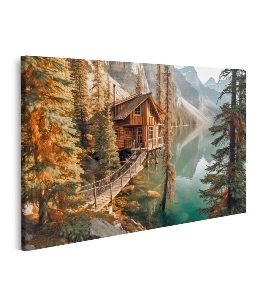 Islandburner Bild auf Leinwand Vintage Ãußeres eines Baumhauses am Moraine See, Kanada