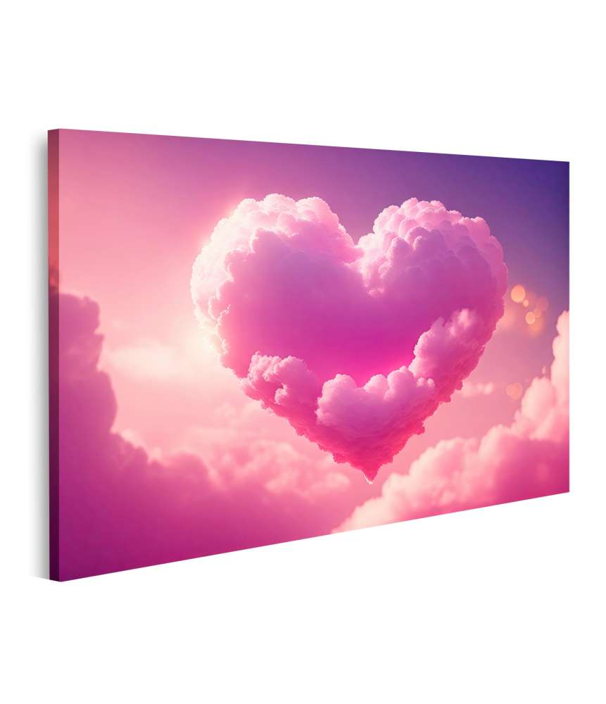 Islandburner Bild auf Leinwand Rosa Wolke in Form eines Valentinstagsherzes auf dem Wandbild