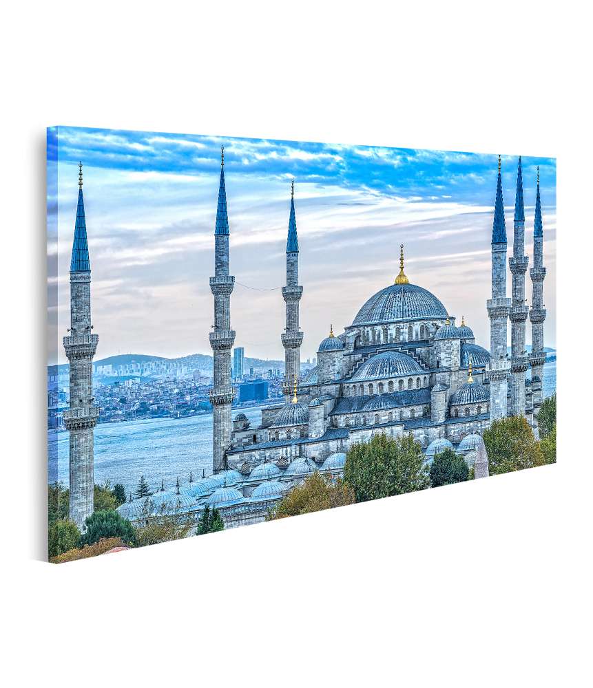 Bild auf Leinwand Prächtiges Wandbild der Blauen Moschee, Sultanahmet Camii, in Istanbul, Türkei