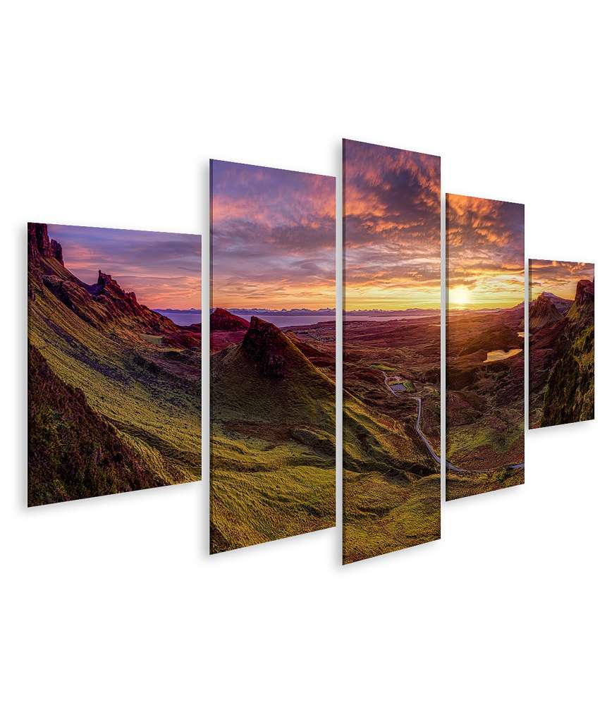 Islandburner Bild auf Leinwand Wundervolles Wandbild: Quiraing Isle, Sky, Schottland - Naturparadies