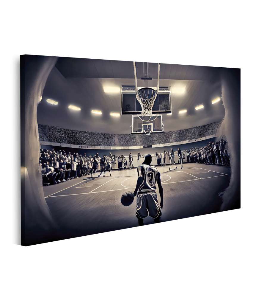 Islandburner Bild auf Leinwand Basketballspieler in Aktion auf dem Wandbild